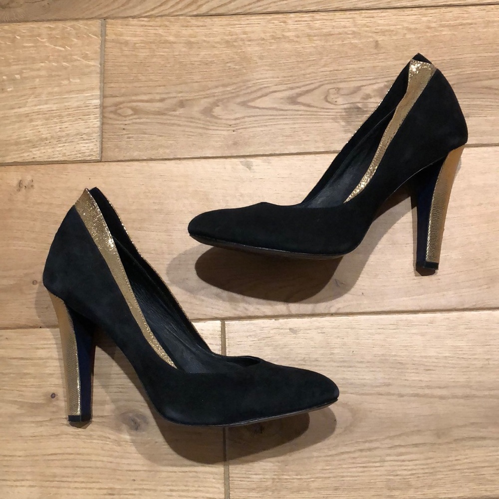 Rebecca Minkoff Gold Accent Heels, size 9.5